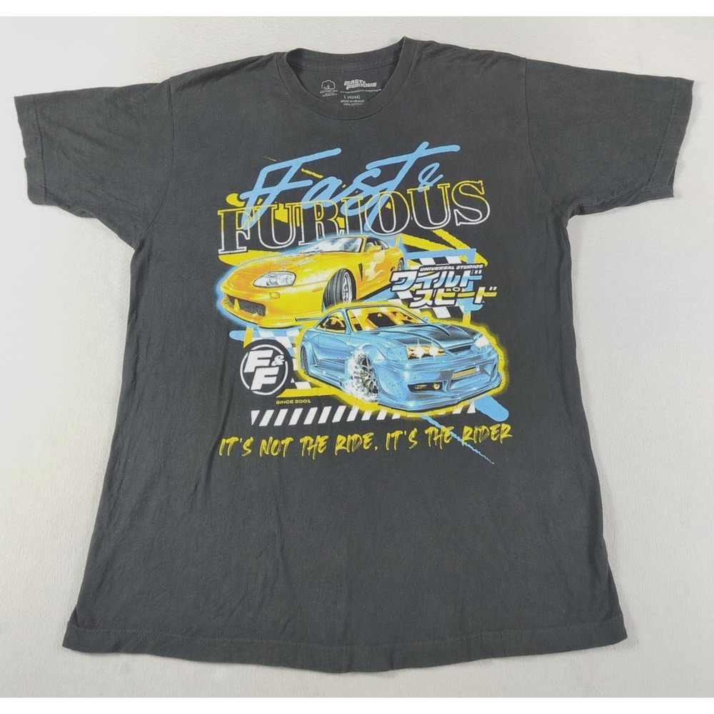 Fast & Furious Shirt Mens‎ Large Black Cars Graphic Tee Racing Movie Streetwear